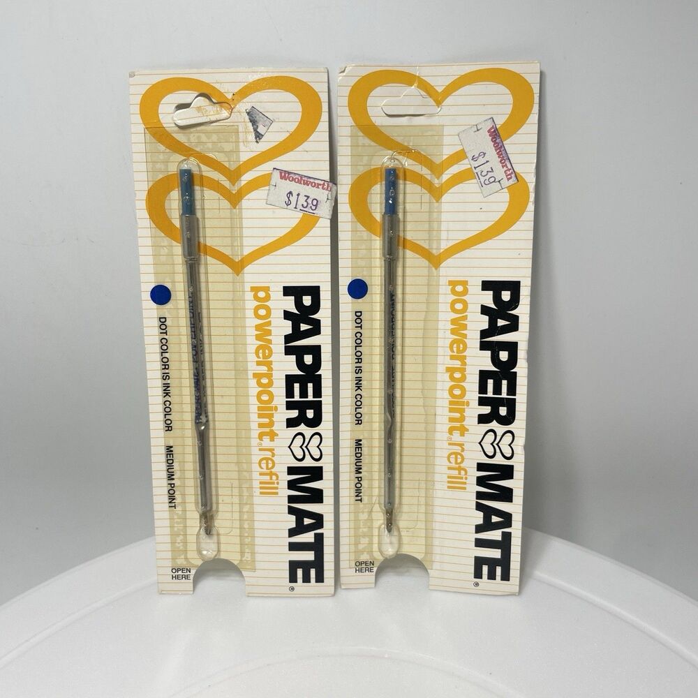 Vintage Paper Mate Powerpoint Refills Blue Medium Point 2pk Made in USA NOS